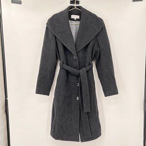 Calvin Klein Wool Blend Charcoal Gray Belted Jacket